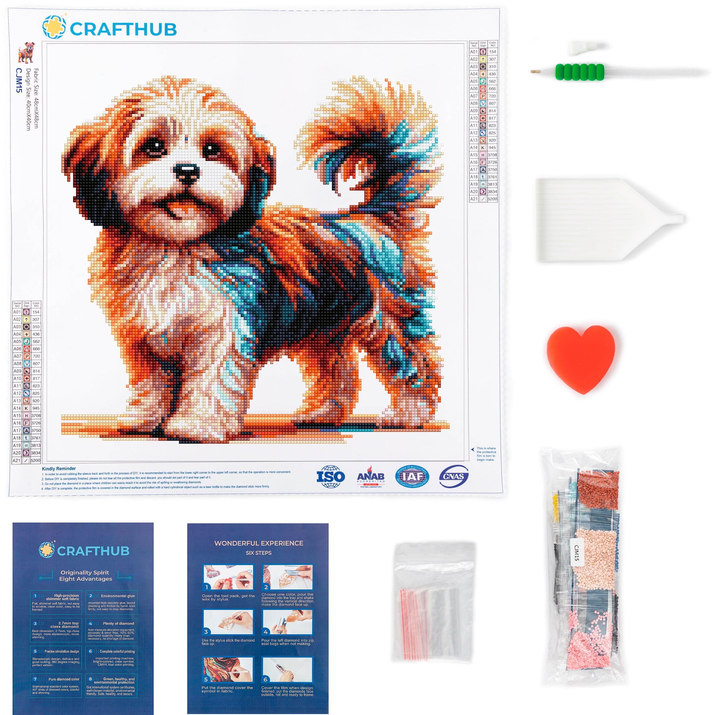 15.7"x15.7" / 40cm x 40cm Cavachon Dog - Diamond Painting Kit