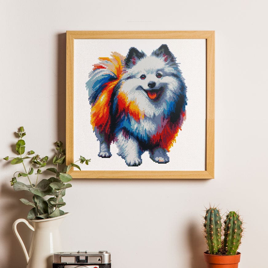 15.7"x15.7" / 40cm x 40cm American Eskimo Dog - Diamond Painting Kit