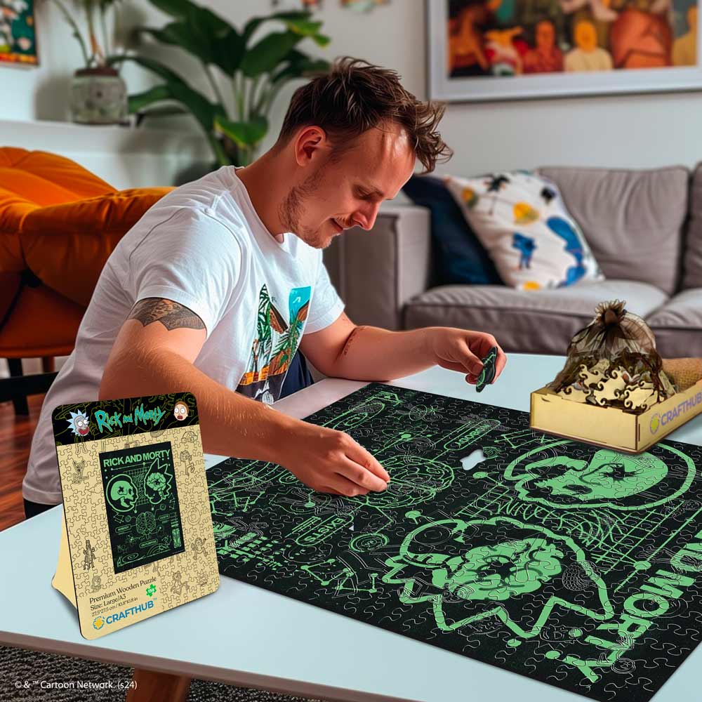 Animal Jigsaw Puzzle > Wooden Jigsaw Puzzle > Jigsaw Puzzle Rick and Morty Nobody Exists On Purpose - Wooden Jigsaw Puzzle