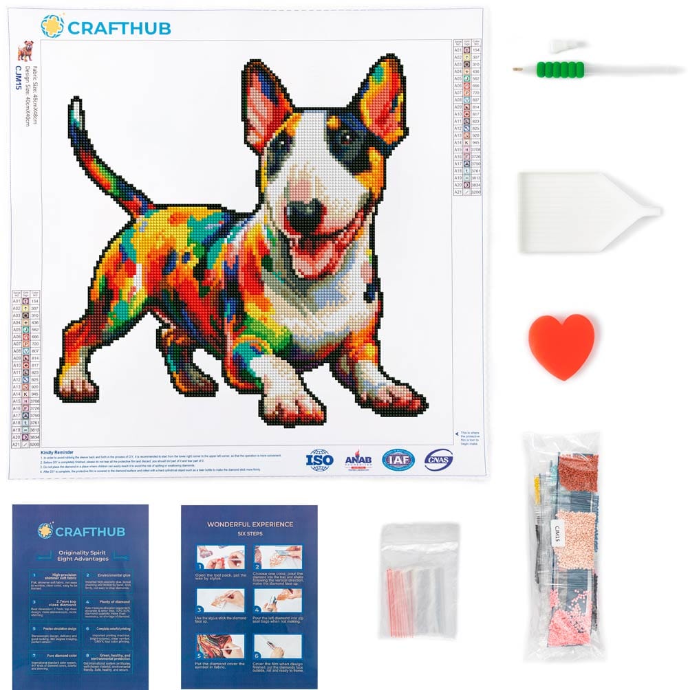 15.7"x15.7" / 40cm x 40cm English Bull Terrier Dog - Diamond Painting Kit