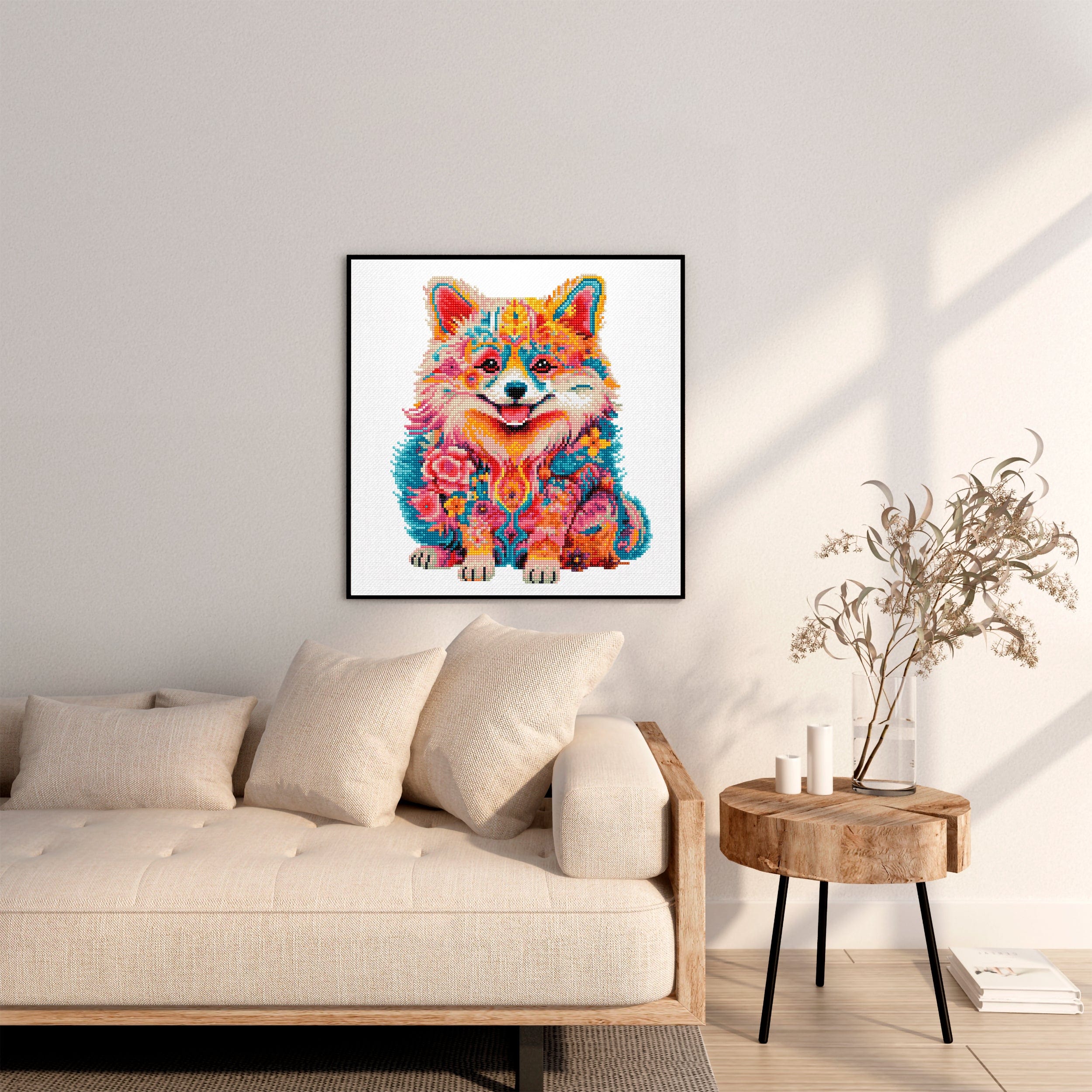 15.7"x15.7" / 40cm x 40cm Pomeranian Dog - Diamond Painting Kit