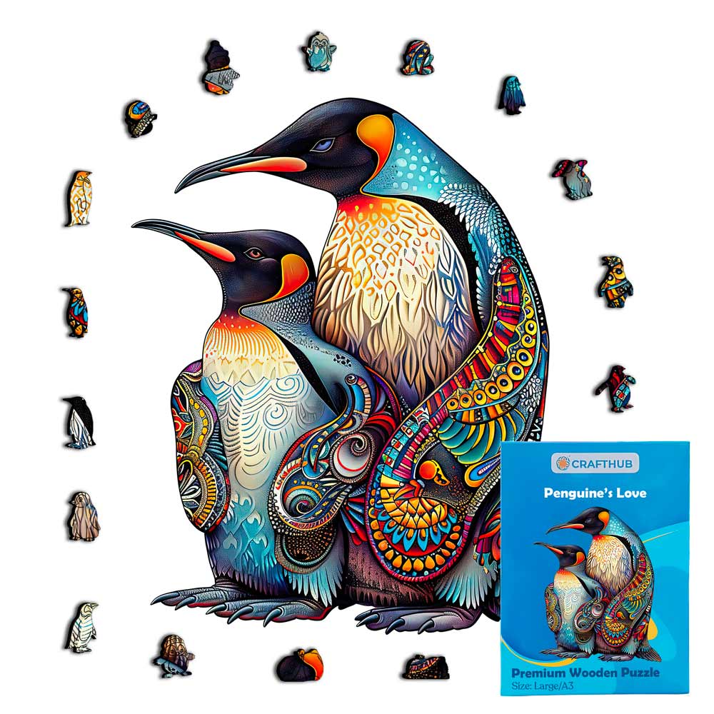 Animal Jigsaw Puzzle > Wooden Jigsaw Puzzle > Jigsaw Puzzle A3 Penguin’s Love - Jigsaw Puzzle