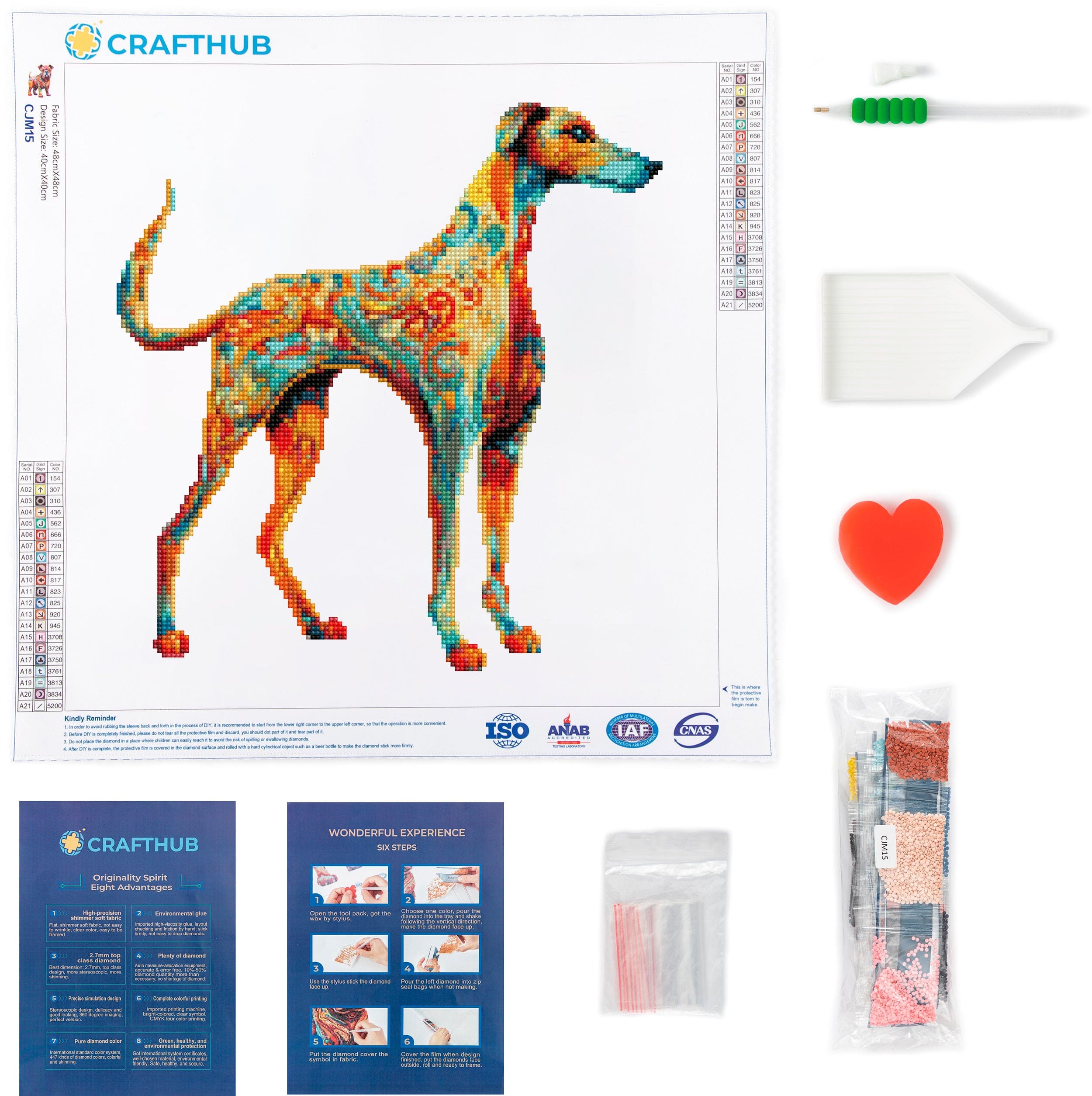 15.7"x15.7" / 40cm x 40cm Greyhound Dog - Diamond Painting Kit