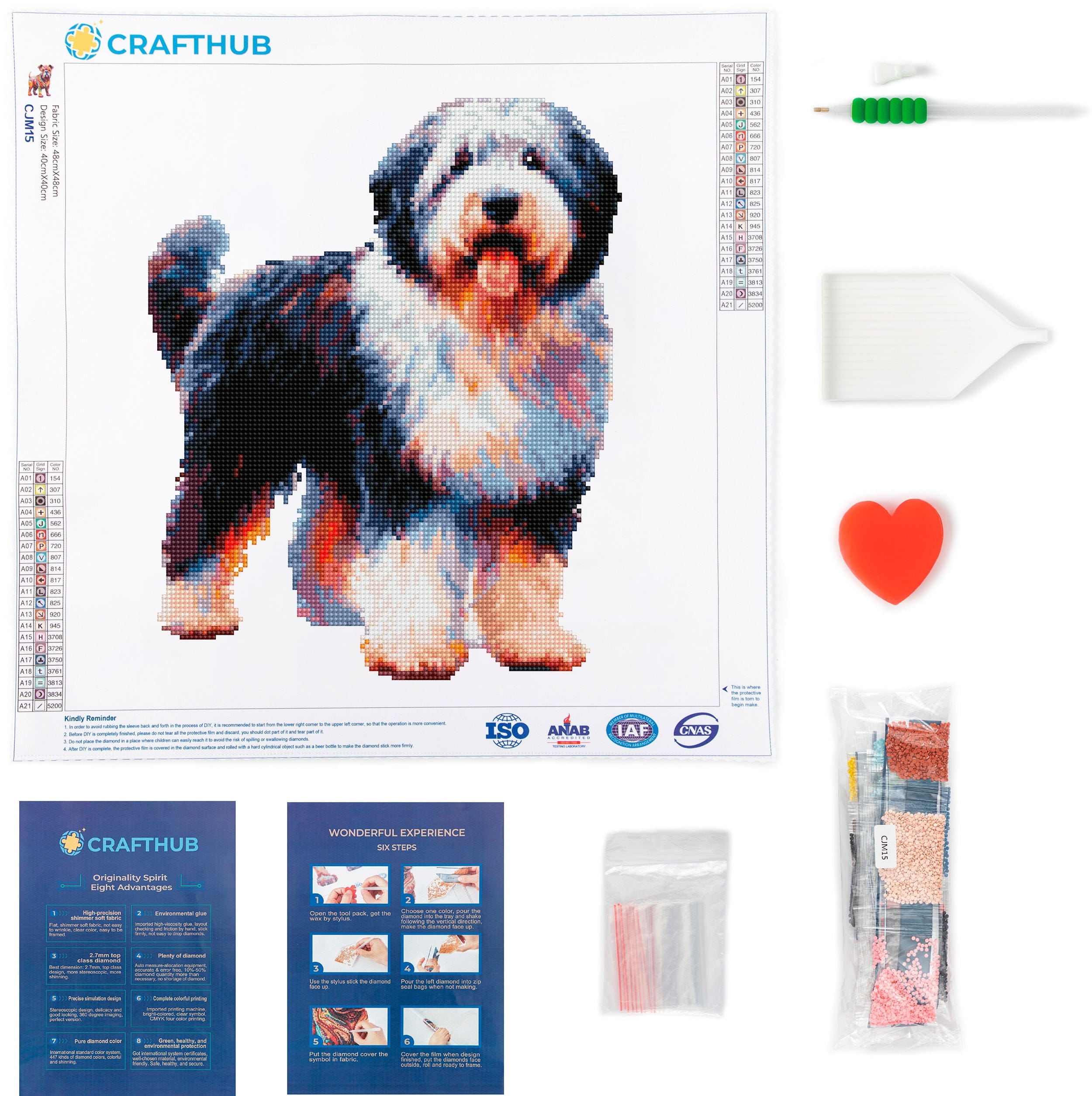 15.7"x15.7" / 40cm x 40cm Old English Sheep Dog - Diamond Painting Kit