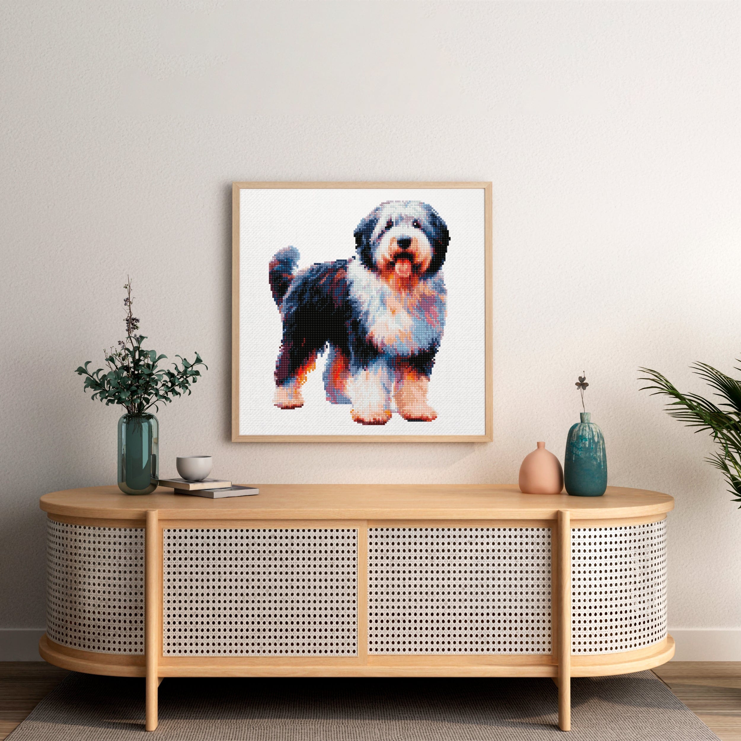 15.7"x15.7" / 40cm x 40cm Old English Sheep Dog - Diamond Painting Kit