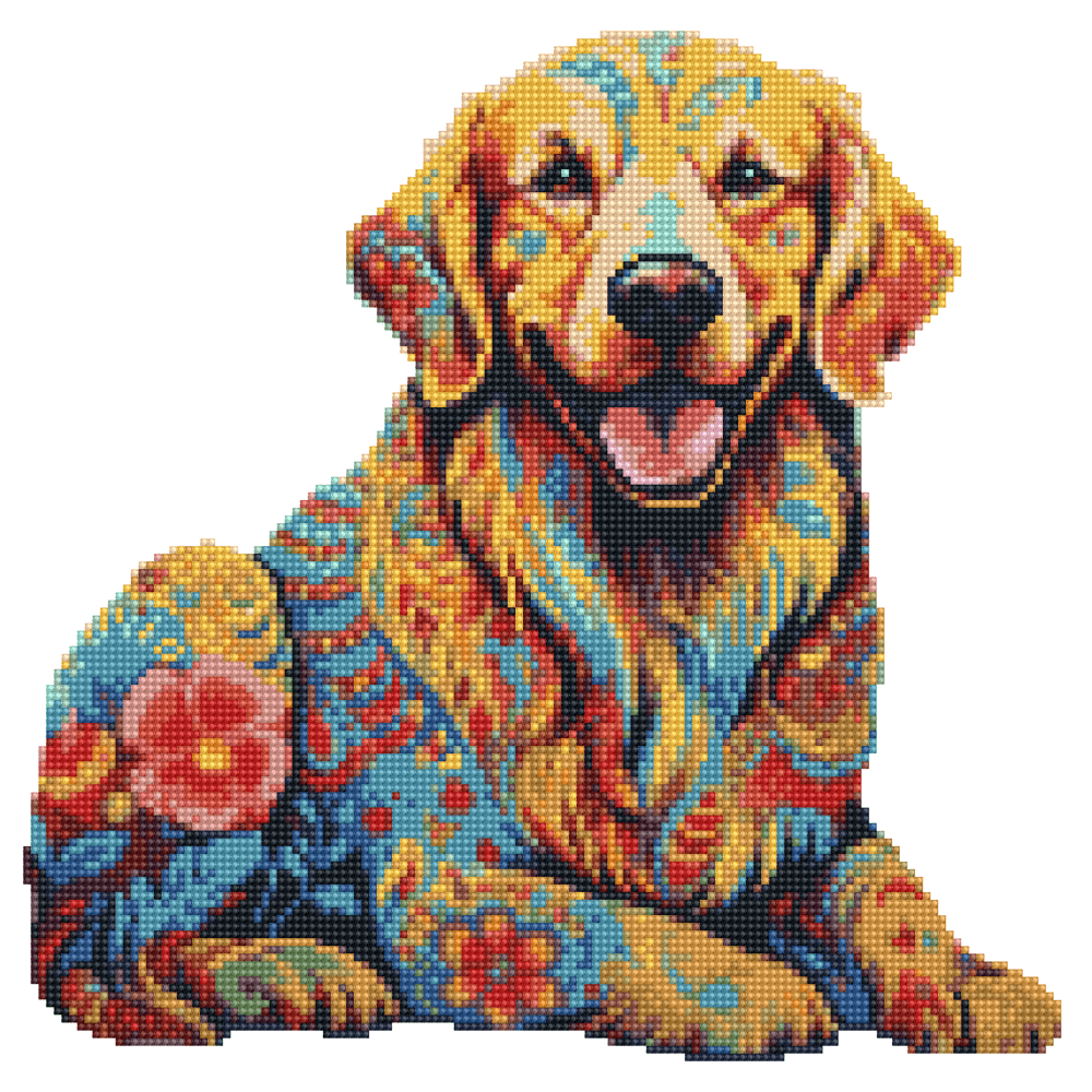 15.7"x15.7" / 40cm x 40cm Golden Retriever Dog - Diamond Painting Kit