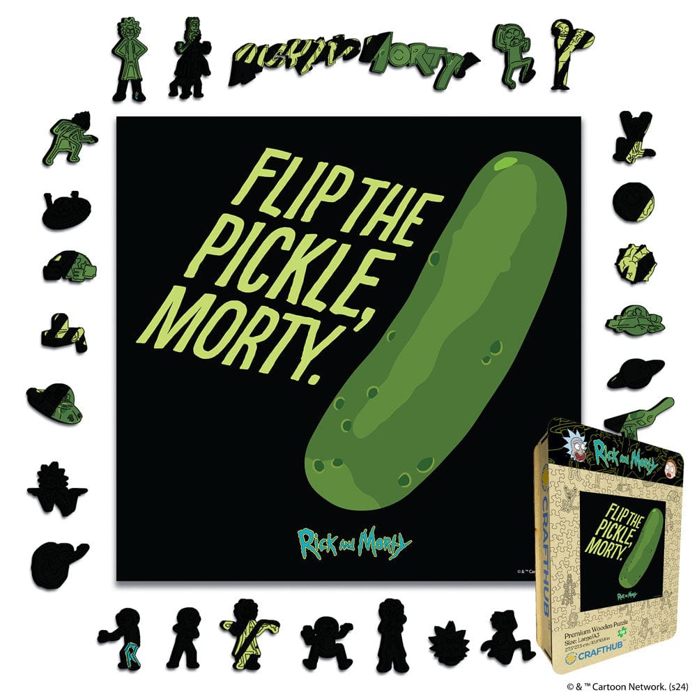 Animal Jigsaw Puzzle > Wooden Jigsaw Puzzle > Jigsaw Puzzle A4 + Wooden Gift Box Flip The Pickle, Morty - Wooden Jigsaw Puzzle