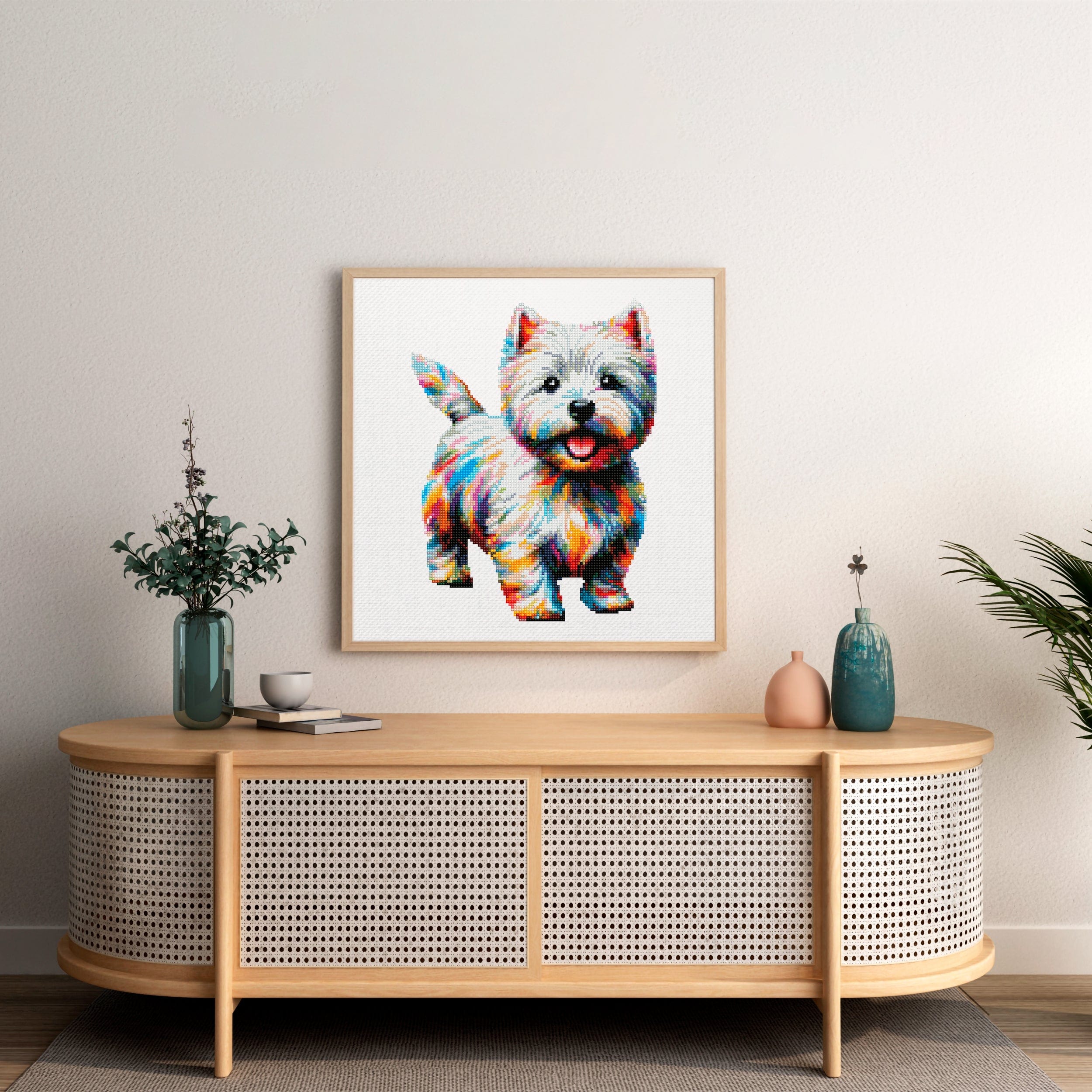 15.7"x15.7" / 40cm x 40cm West Highland White Terrier Dog / Westie - Diamond Painting Kit