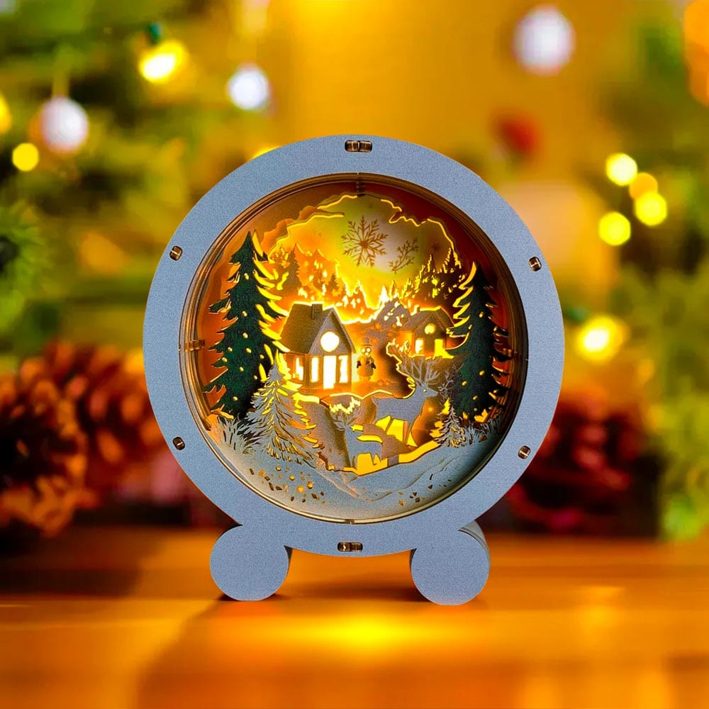 3D Holzpuzzle Snowy Christmas Night Lamp Snowy Christmas - 3D Puzzle Night Lamp