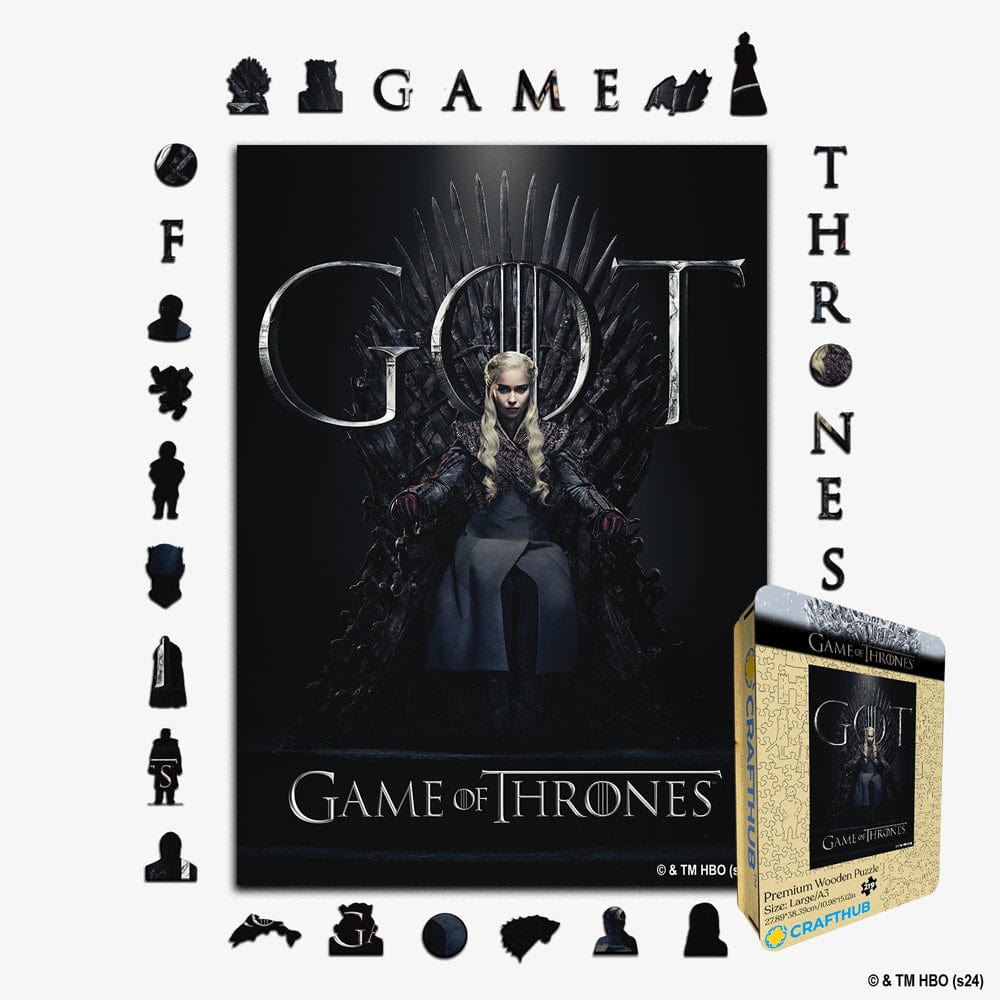 Animal Jigsaw Puzzle > Wooden Jigsaw Puzzle > Jigsaw Puzzle A4 + Wooden Gift Box Daenerys' Iron Throne - Wooden Jigsaw Puzzle