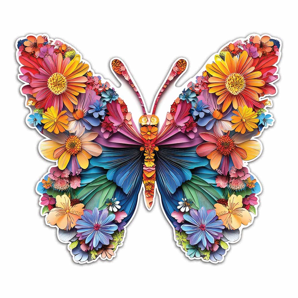 Animal Jigsaw Puzzle > Wooden Jigsaw Puzzle > Jigsaw Puzzle Floral Butterfly - Jigsaw Puzzle