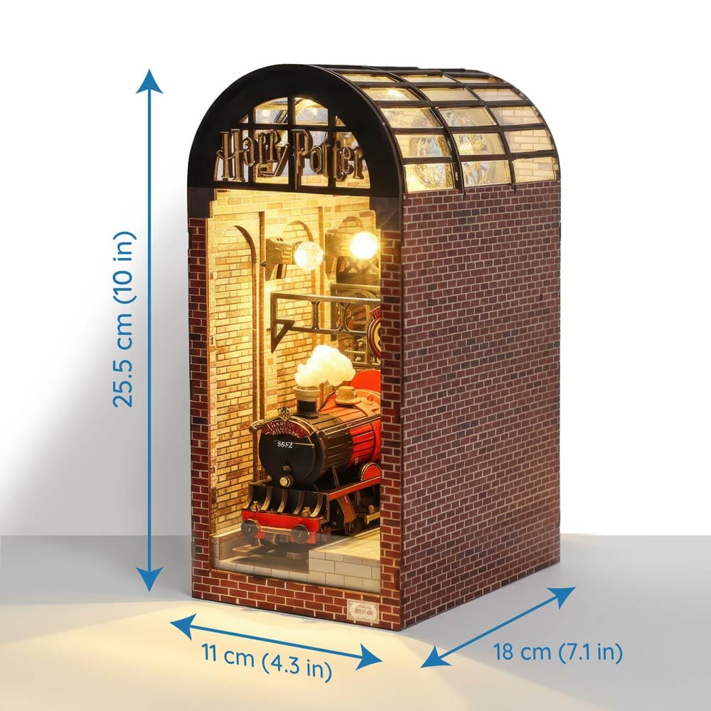 Book Nook Kits 344 Pieces | 25.5×11×18.0cm (10" x 4.3" x 7.1") Harry Potter: Platform 9¾: Hogwarts Express Station - DIY Book Nook Kit