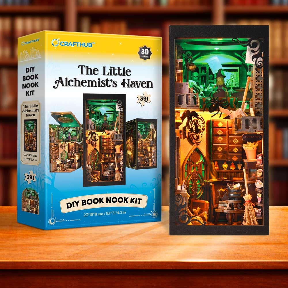3D Wooden Puzzles 391 Pieces | 9.1"x7.1"x4.3" The Little Alchemist’s Haven - DIY Book Nook Kit