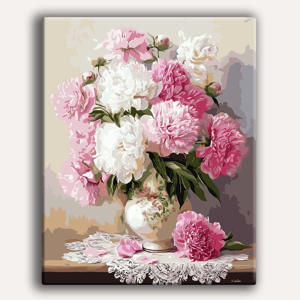 Painting By Numbers Kits 15.7" x 19.6" (40 x 50cm) Vase of Peonies - Paint By Numbers Kit