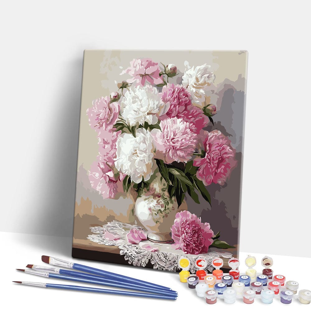 Painting By Numbers Kits 15.7" x 19.6" (40 x 50cm) Vase of Peonies - Paint By Numbers Kit