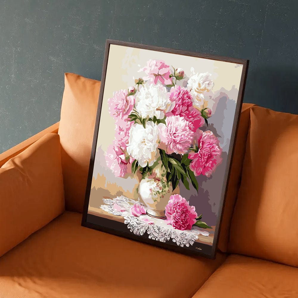 Painting By Numbers Kits 15.7" x 19.6" (40 x 50cm) Vase of Peonies - Paint By Numbers Kit