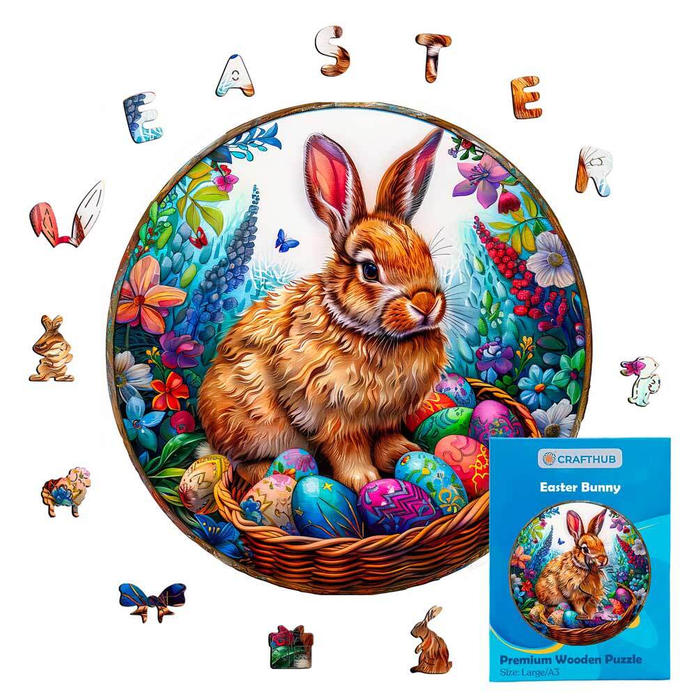 Animal Jigsaw Puzzle > Wooden Jigsaw Puzzle > Jigsaw Puzzle Easter Bunny - Wooden Jigsaw Puzzle