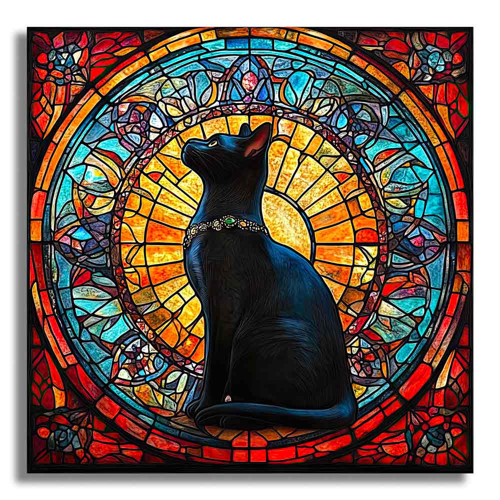 Animal Jigsaw Puzzle > Wooden Jigsaw Puzzle > Jigsaw Puzzle Stained Glass Feline - Jigsaw Puzzle