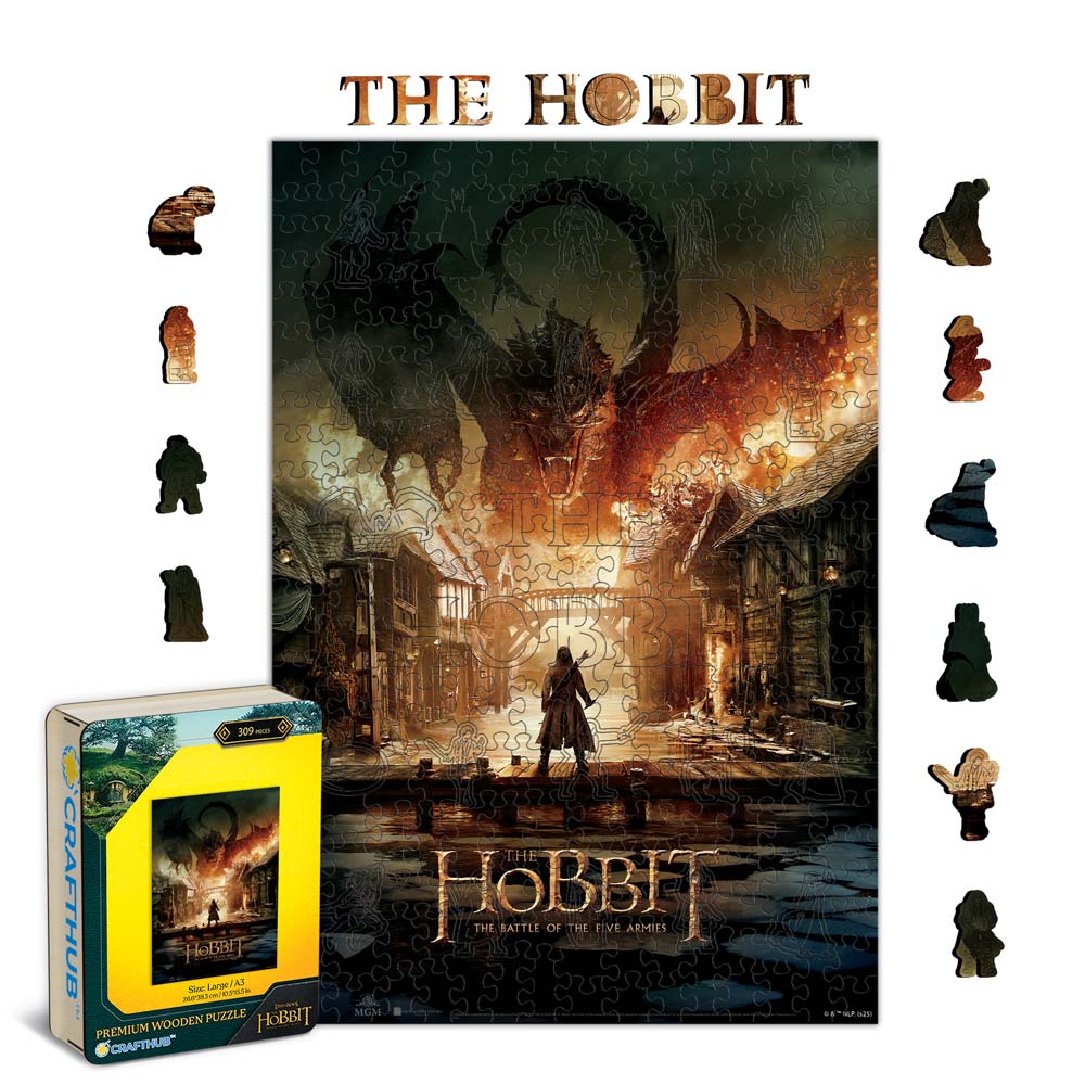 Animal Jigsaw Puzzle > Wooden Jigsaw Puzzle > Jigsaw Puzzle A4 + Wooden Gift Box The Battle Of The Five Armies - Wooden Jigsaw Puzzle