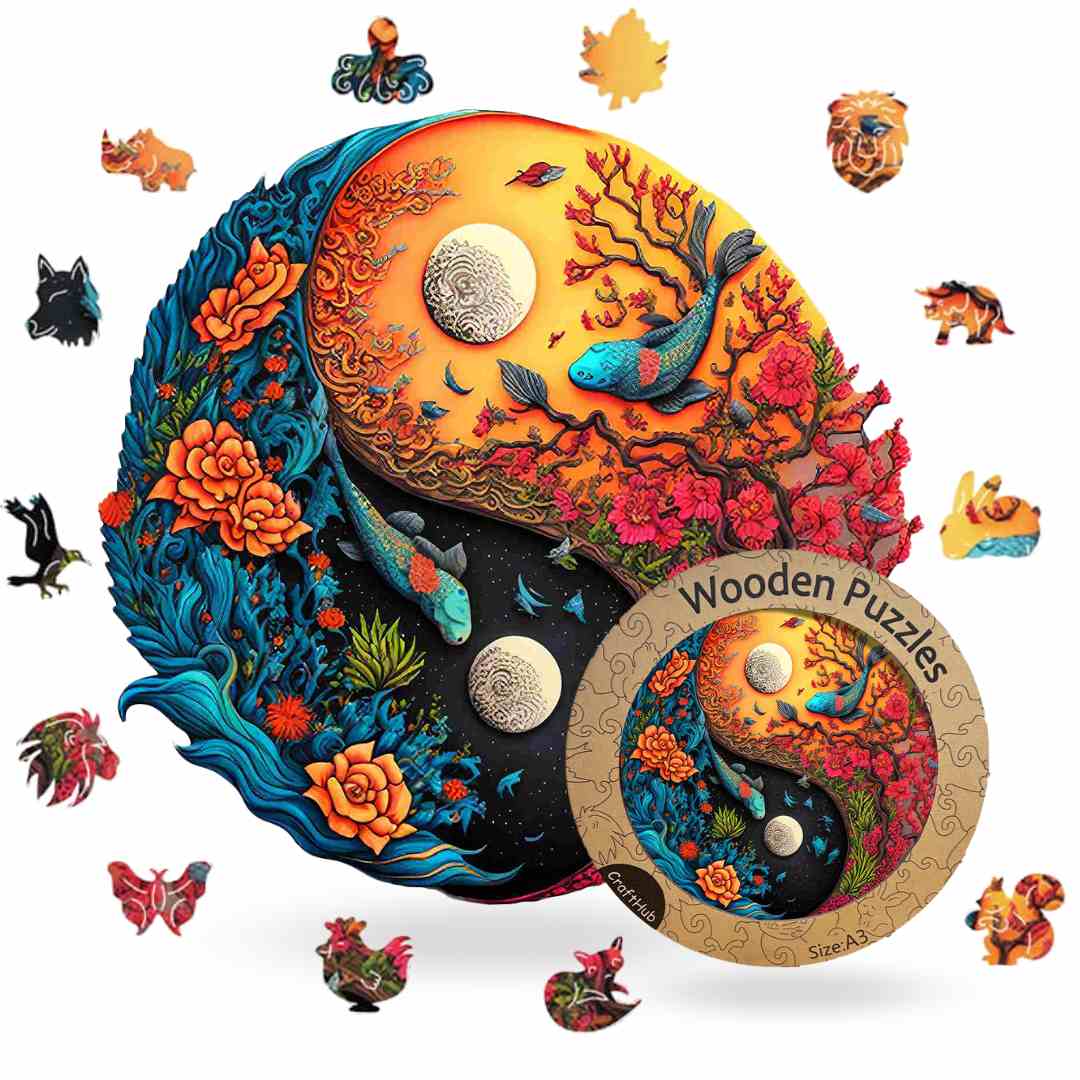 Animal Jigsaw Puzzle > Wooden Jigsaw Puzzle > Jigsaw Puzzle A3+Wooden Box Sea Life Yin Yang - Jigsaw Puzzle