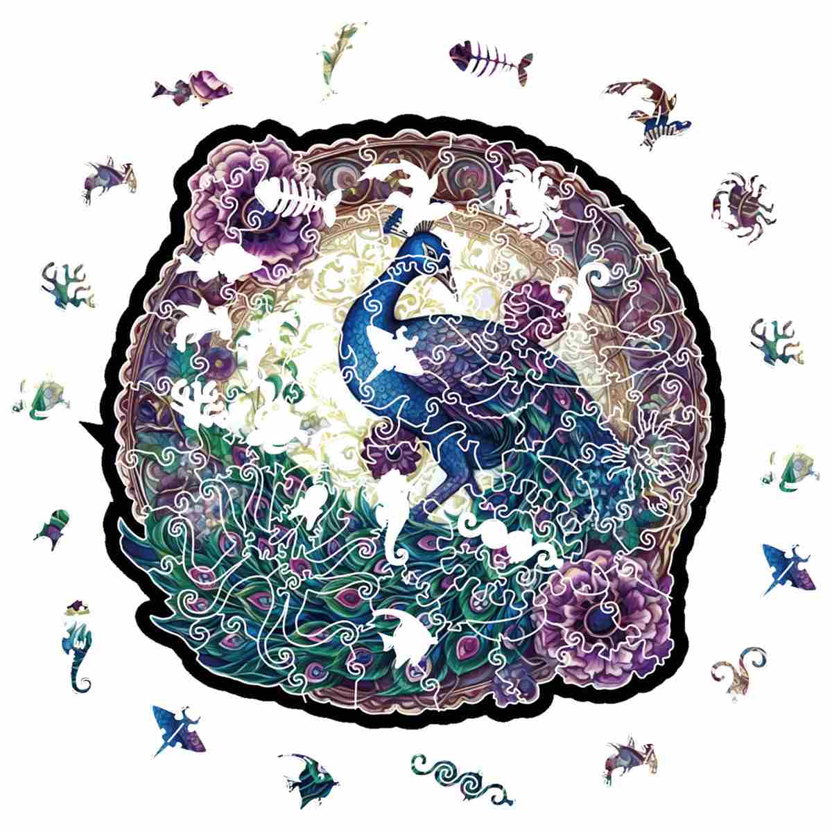 Animal Jigsaw Puzzle > Wooden Jigsaw Puzzle > Jigsaw Puzzle Enchanted Feather Peacock - Jigsaw Puzzle